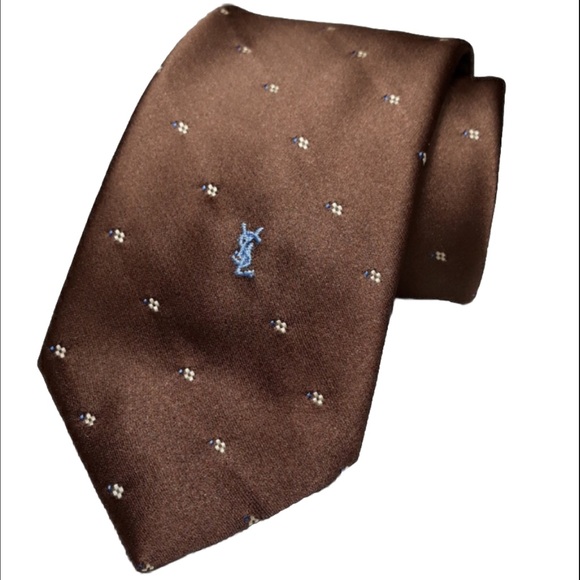 Vintage Yves Saint Laurent YSL Brown Tie - Picture 1 of 4
